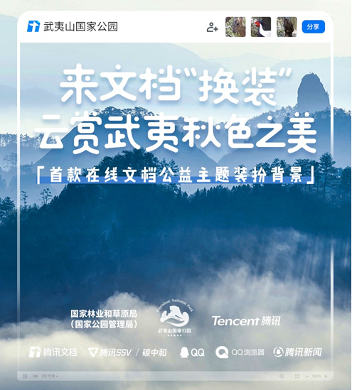 国家林业和草原局联合腾讯公司 推出国内首款在线文档公益主题装扮背景